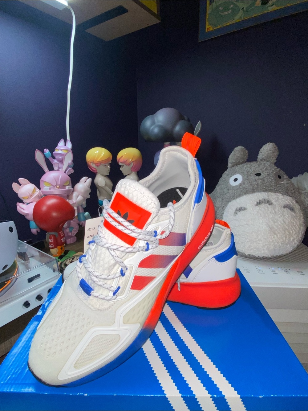 adidas ZX 2K Boost White Solar Red Blue FV9996 Size 7.5